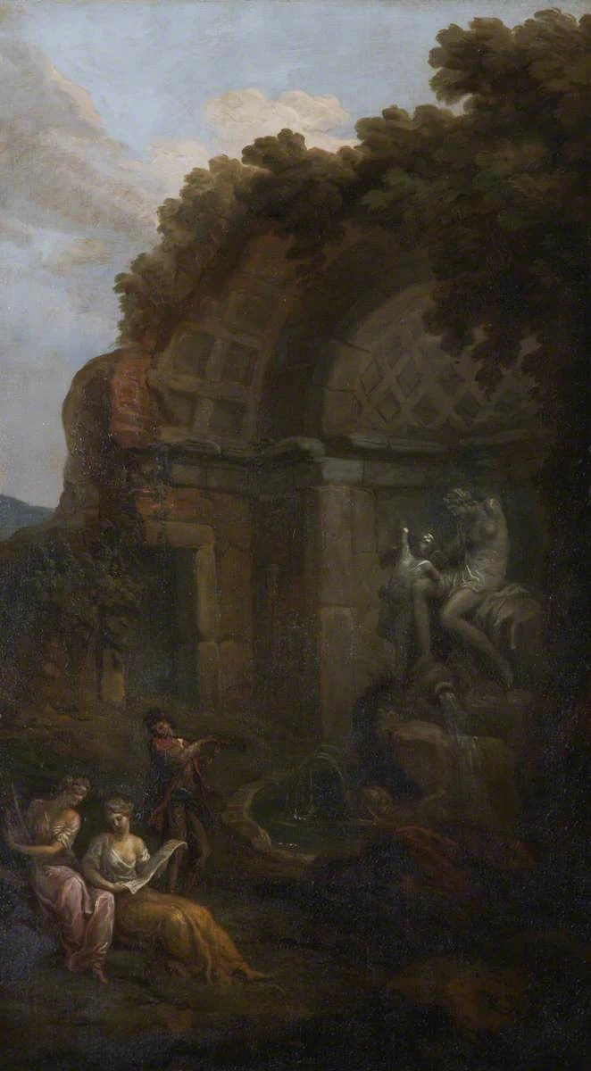Un tempio in rovina e una fontana con musicisti - National Trust for Places of Historic Interest or Natural Beauty